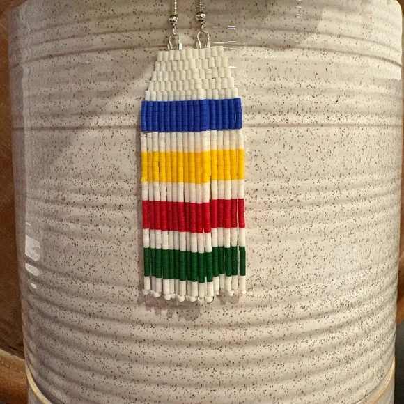 Beaded Hudson Bay Earrings - Picture 2 of 2